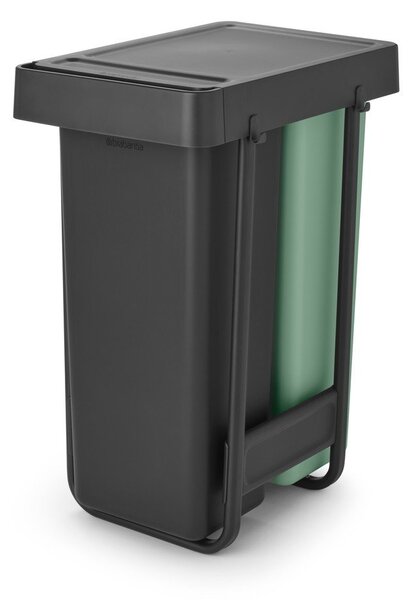 Vstavaný plastový odpadkový kôš na triedený odpad v mentolovo-tmavosivej farbe 60 l Sort&Go – Brabantia