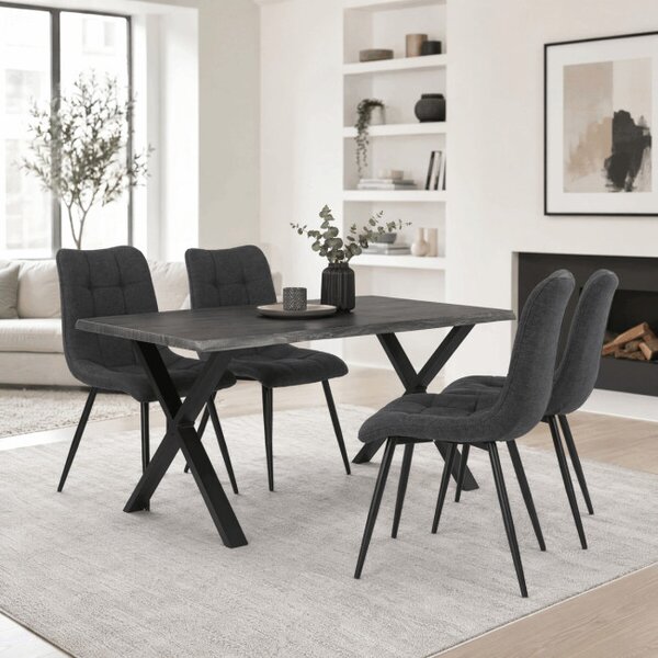 Jedálenský stôl 160x90 cm HT-F4316 GREY sivý dub / čierne nohy