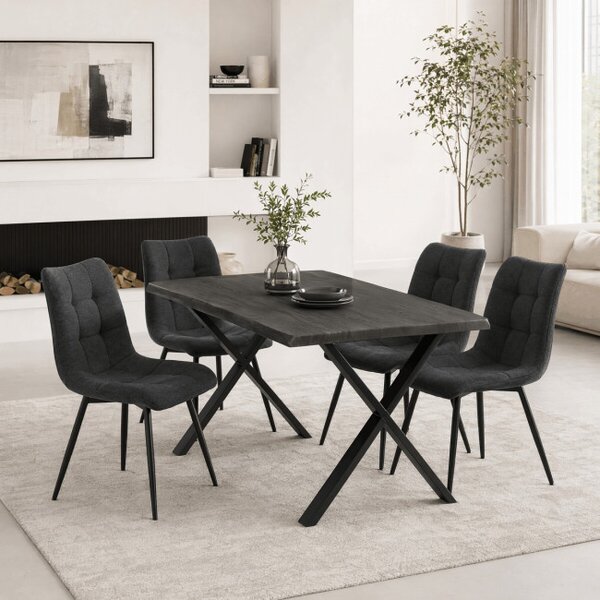 Jedálenský stôl 180x90 cm HT-F4318 GREY sivý dub / čierne nohy