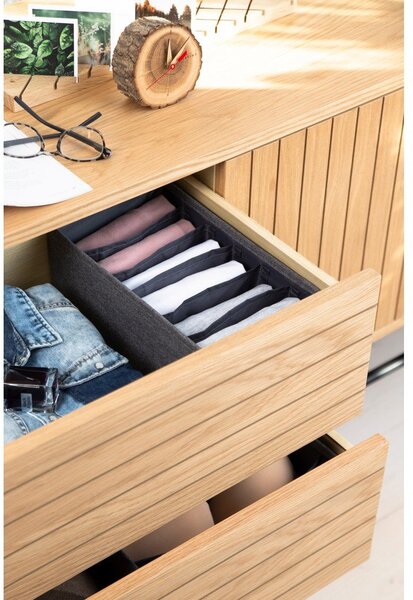 Sivý organizér do zásuvky s priehradkami Bigso Box of Sweden Drawer, 16,5 x 11 cm