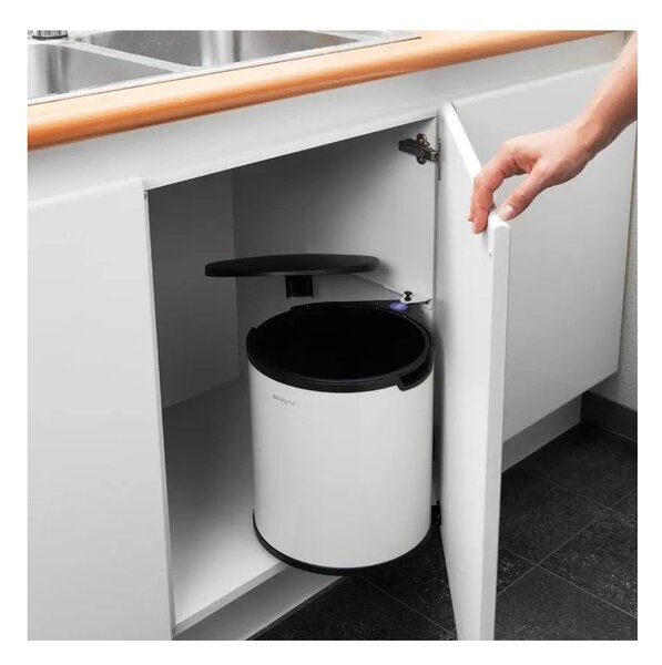Biely vstavaný oceľový odpadkový kôš 15 l – Brabantia