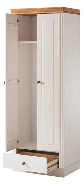 Biela šatníková skriňa z borovicového dreva 65x180 cm Anita – Støraa