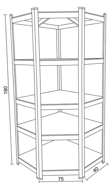 Regál 75x180x75 cm čierny AUR-G2075 BK