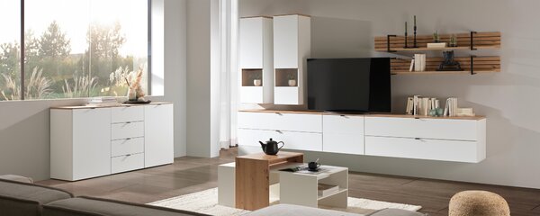 TV DIEL, biela, dub artisan, 140/62/44 cm Hom`in - Obývacie zostavy