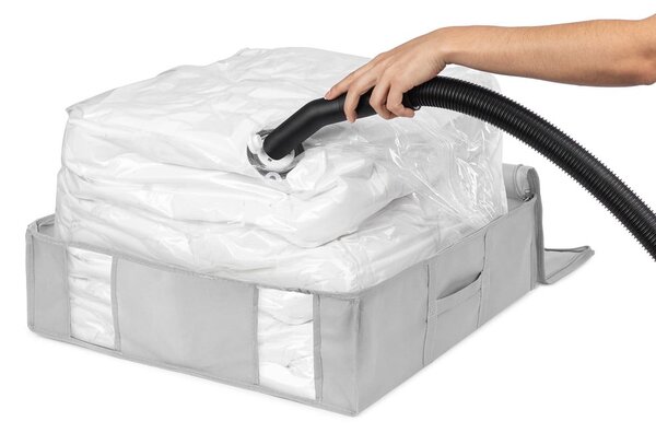 Vákuový/vystužený látkový úložný box na oblečenie 56x56x16,5 cm Granit – Compactor