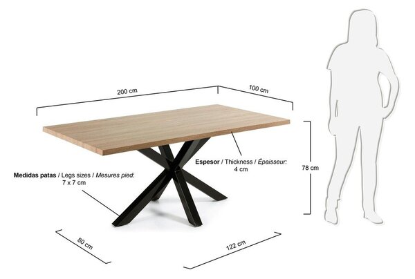Jedálenský stôl v dekore dubového dreva Kave Home, 200 x 100 cm