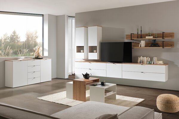 TV DIEL, biela, dub artisan, 140/62/44 cm Hom`in - Obývacie zostavy