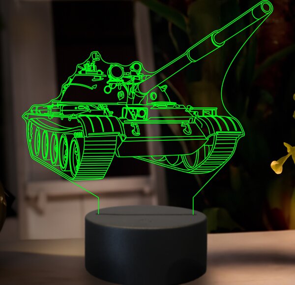 Beling 3D lampa,Tank T62, 7 farebná GF13
