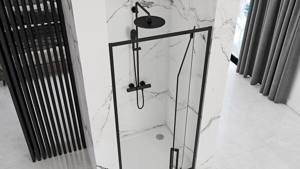 Rea Rapid Swing, 1-krídlové sprchové dvere 70 x 195 cm, 6mm číre sklo, čierny profil, REA-K6407