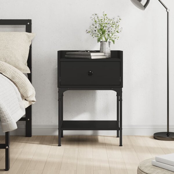 Nočný stolík čierny 40,5x31x60 cm kompozitné drevo