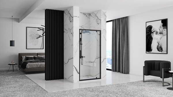 Rea Rapid Swing, 1-krídlové sprchové dvere 70 x 195 cm, 6mm číre sklo, čierny profil, REA-K6407