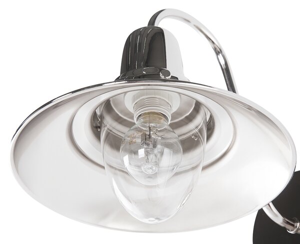 Nástenná lampa strieborná kovová industriálny vintage štýl osvetlenie na stenu