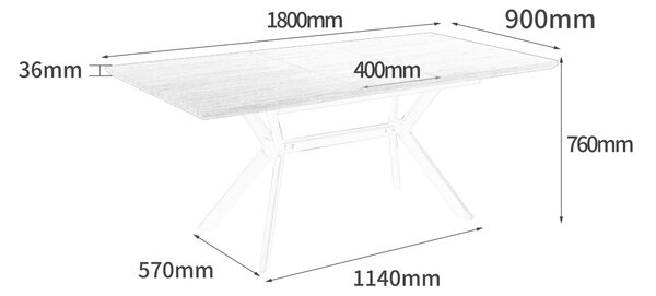 JEDÁLENSKÝ STÔL, prírodná farba, čierna, 140/90/76 cm MID.YOU - Stoly, Online Only