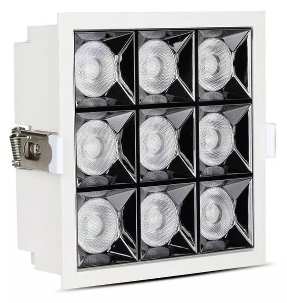 V-TAC Zapustené hranaté biele LED svietidlo 36W 38° SAMSUNG čipy CRI90, Teplá biela 2500 - 3000K