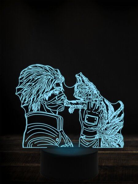 Beling 3D lampa, Naruto a mačka,7 farebná Y38L12