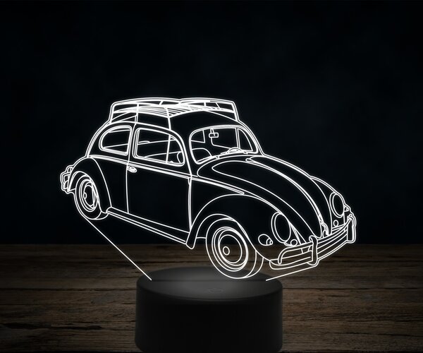 Beling 3D lampa,1957 Volkswagen Beetle ,7 farebná VW1