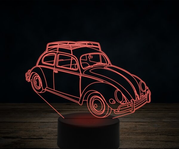 Beling 3D lampa,1957 Volkswagen Beetle ,7 farebná VW1