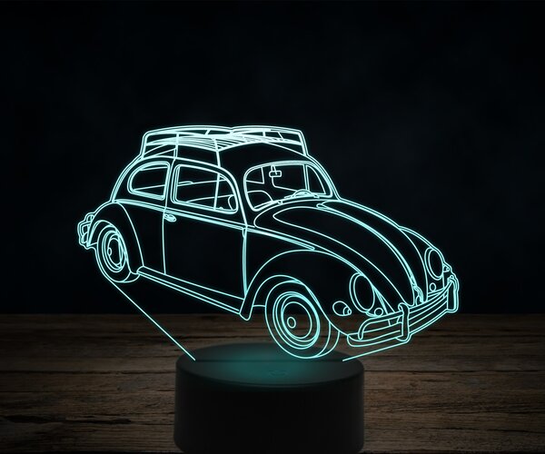 Beling 3D lampa,1957 Volkswagen Beetle ,7 farebná VW1