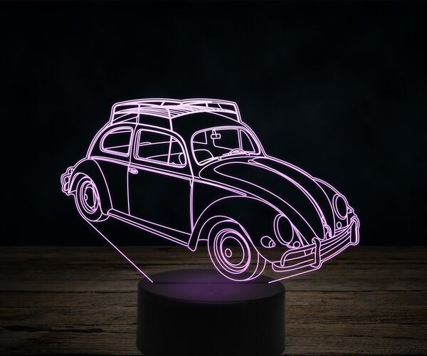 Beling 3D lampa,1957 Volkswagen Beetle ,7 farebná VW1