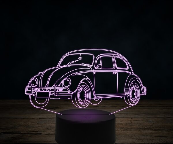 Beling 3D lampa,1969-Volkswagen-Beetle,7 farebná VW5