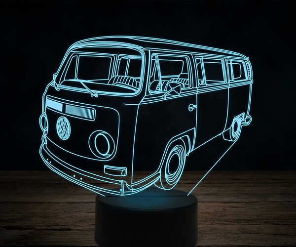 Beling 3D lampa,1968-Volkswagen-T2-Mini-Bus,7 farebná VW4