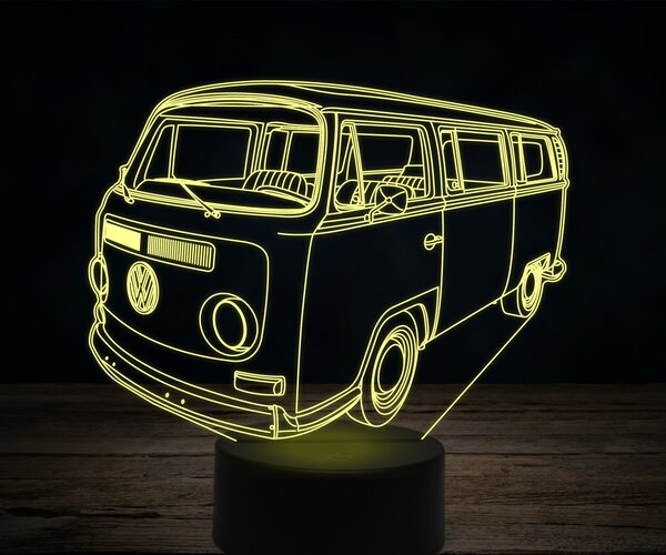 Beling 3D lampa,1968-Volkswagen-T2-Mini-Bus,7 farebná VW4
