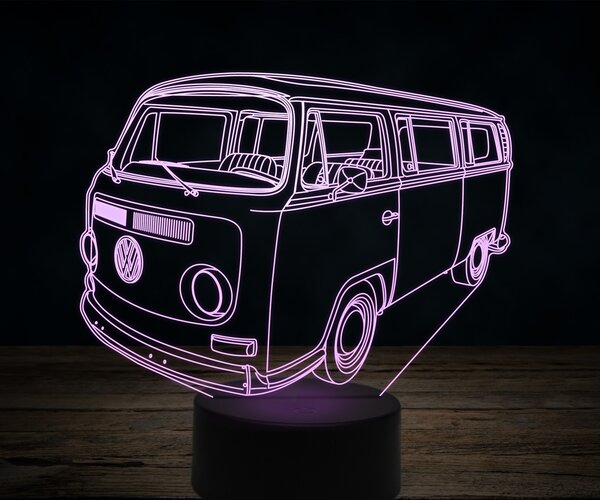 Beling 3D lampa,1968-Volkswagen-T2-Mini-Bus,7 farebná VW4