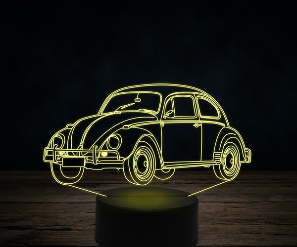 Beling 3D lampa,1969-Volkswagen-Beetle,7 farebná VW5