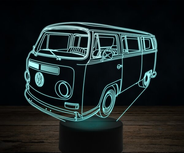 Beling 3D lampa,1968-Volkswagen-T2-Mini-Bus,7 farebná VW4