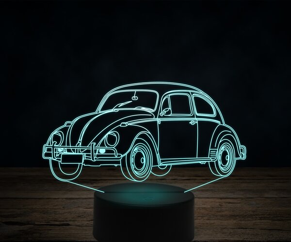Beling 3D lampa,1969-Volkswagen-Beetle,7 farebná VW5