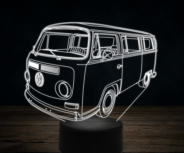 Beling 3D lampa,1968-Volkswagen-T2-Mini-Bus,7 farebná VW4