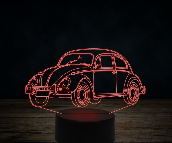 Beling 3D lampa,1969-Volkswagen-Beetle,7 farebná VW5