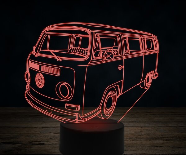 Beling 3D lampa,1968-Volkswagen-T2-Mini-Bus,7 farebná VW4