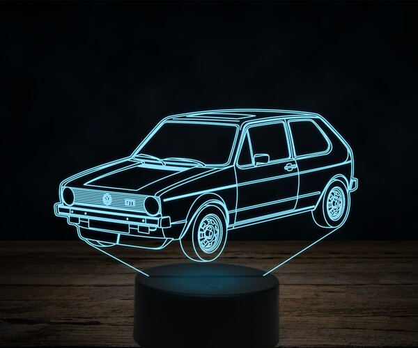 Beling 3D lampa, volkswagen golf mk1 gti, 7 farebná VW12