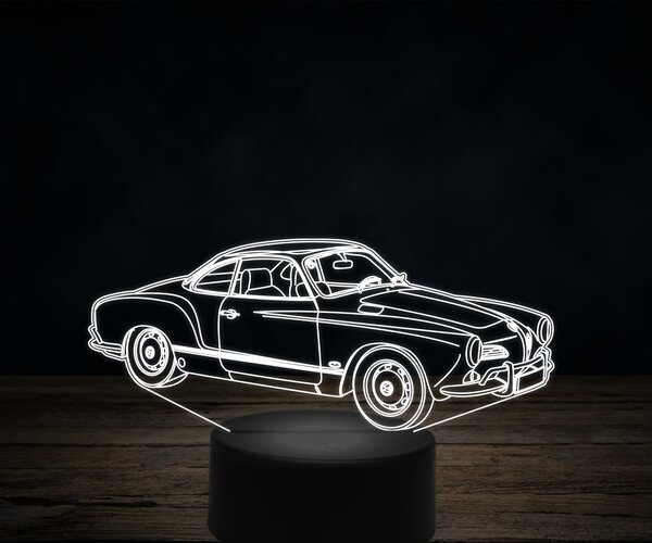 Beling 3D lampa,Volkswagen Karmann Ghia, 7 farebná VW21