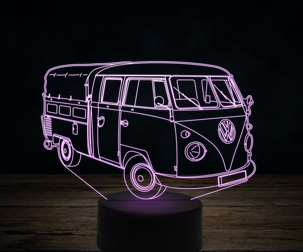 Beling 3D lampa,Volkswagen T1 Pick Up, 7 farebná VW24