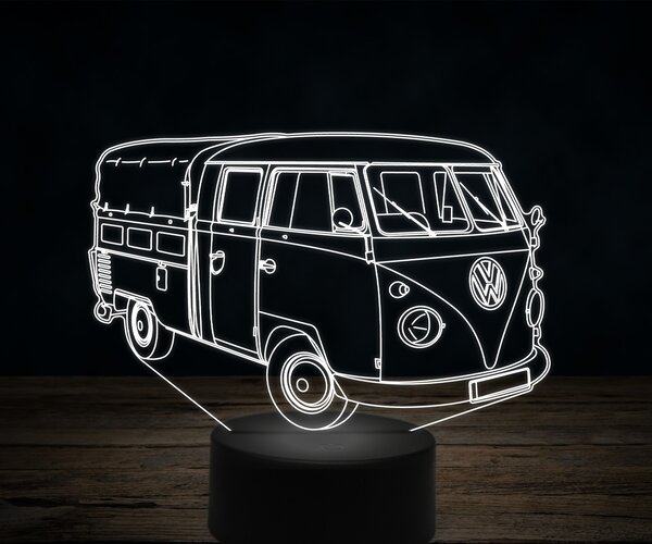 Beling 3D lampa,Volkswagen T1 Pick Up, 7 farebná VW24