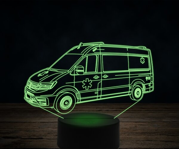 Beling 3D lampa,Volkswagen ambulance, 7 farebná VW32