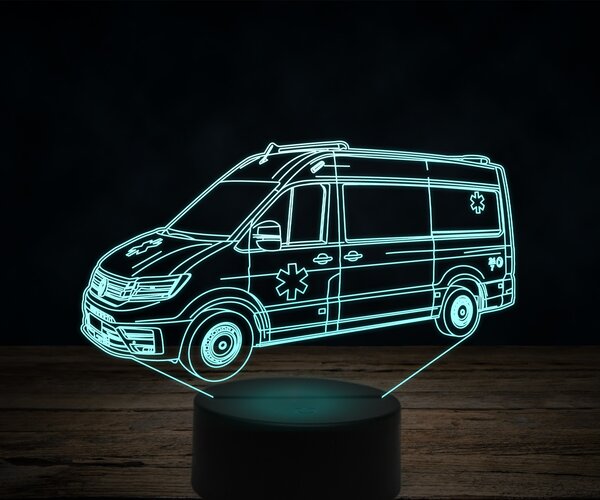 Beling 3D lampa,Volkswagen ambulance, 7 farebná VW32