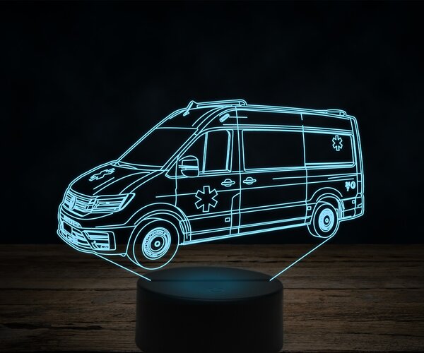 Beling 3D lampa,Volkswagen ambulance, 7 farebná VW32