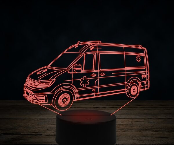 Beling 3D lampa,Volkswagen ambulance, 7 farebná VW32