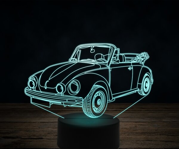 Beling 3D lampa, Volkswagen kever cabrio, 7 farebná VW43