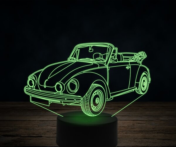 Beling 3D lampa, Volkswagen kever cabrio, 7 farebná VW43