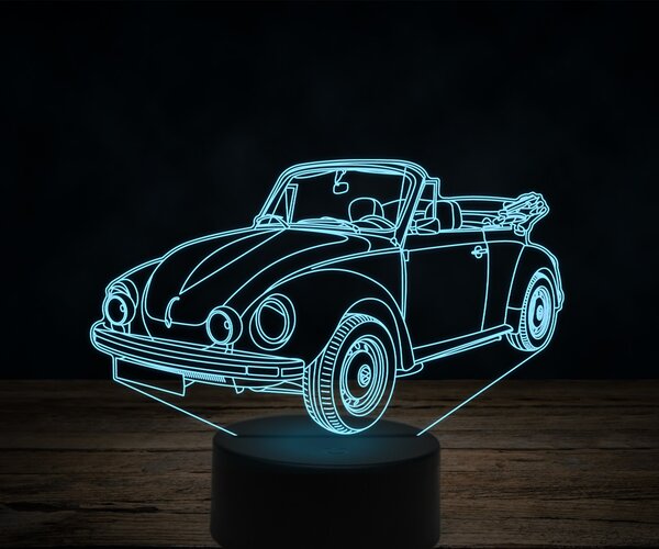 Beling 3D lampa, Volkswagen kever cabrio, 7 farebná VW43