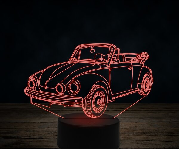 Beling 3D lampa, Volkswagen kever cabrio, 7 farebná VW43
