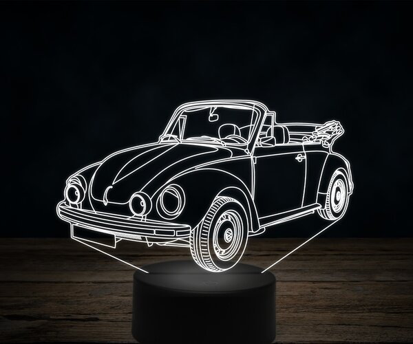 Beling 3D lampa, Volkswagen kever cabrio, 7 farebná VW43