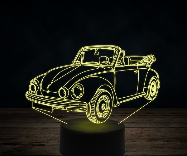 Beling 3D lampa, Volkswagen kever cabrio, 7 farebná VW43