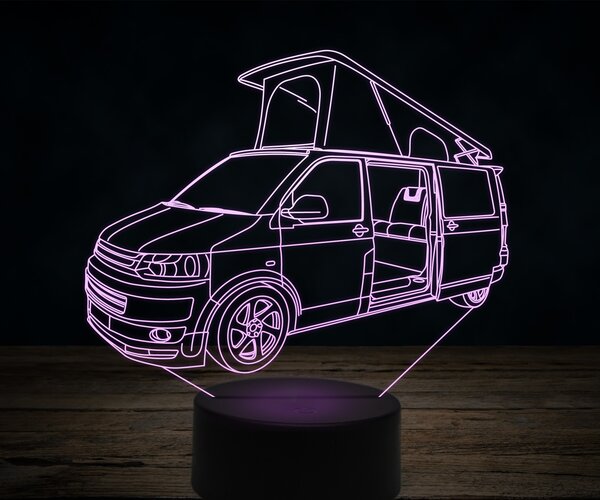 Beling 3D lampa,Volkswagen transporter T5 campervan, 7 farebná VW47