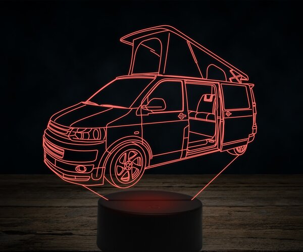 Beling 3D lampa,Volkswagen transporter T5 campervan, 7 farebná VW47