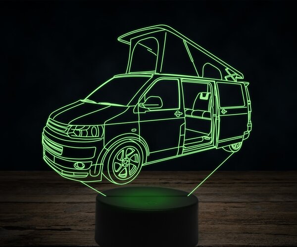 Beling 3D lampa,Volkswagen transporter T5 campervan, 7 farebná VW47